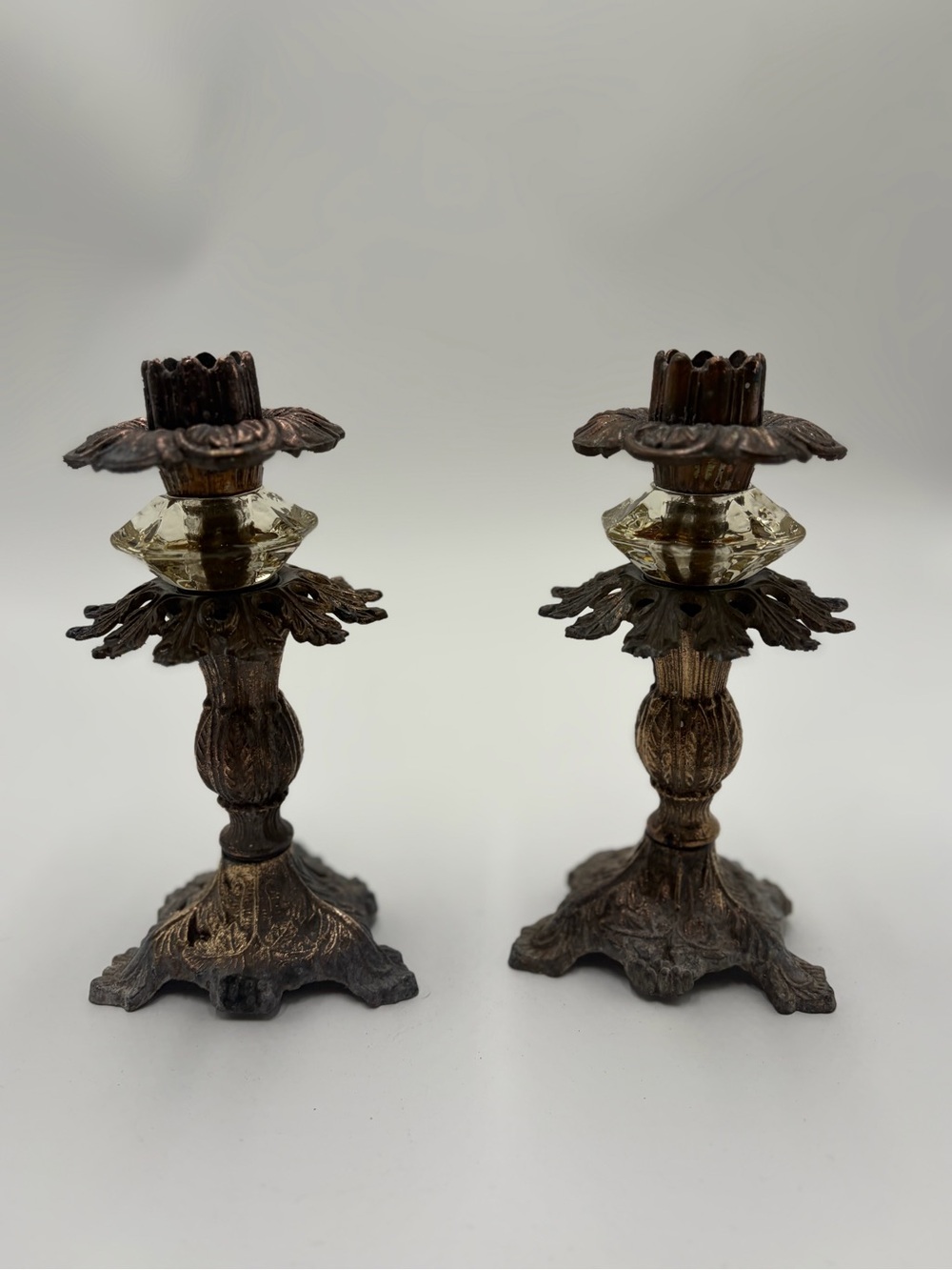 Vintage Ornate Brass Candlestick Holders | Pair of Antique Style Candle Holders